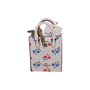NWT BRAND NEW Coach North/South Mini Tote Bag Charm With Floral Print